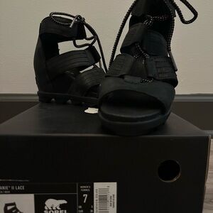 Sorel Black Lace-Up Sandals